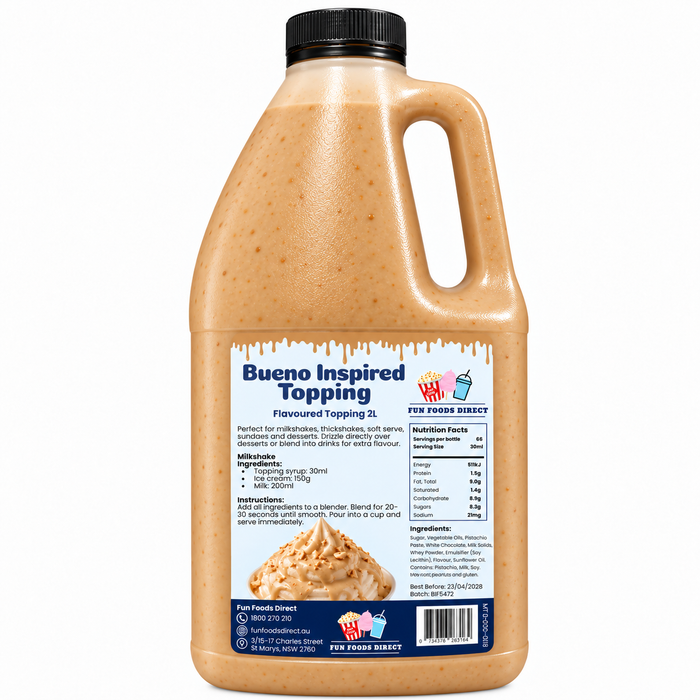 Bueno Premium Inspired Milkshake Syrup & Dessert Topping for Thickshakes, Sundaes & Drinks