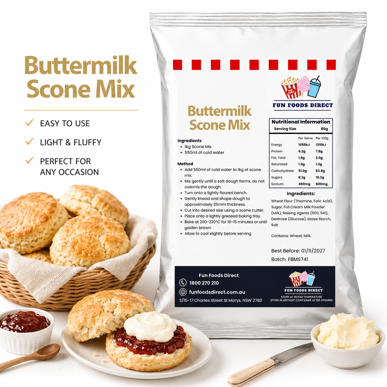 Buttermilk Scone Mix 1kg | Create Light, Fluffy Café-Style Scones Ever ...
