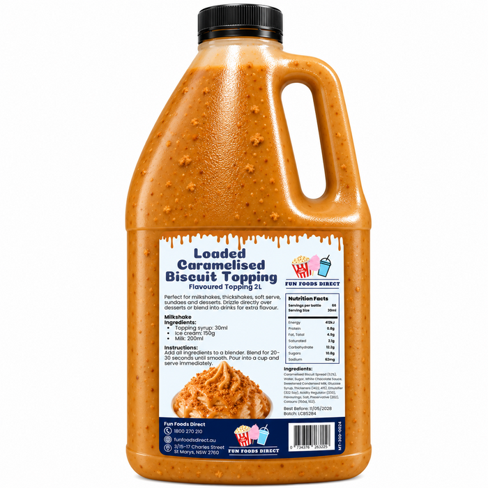 Caramelised Biscuit Inspired Premium Milkshake Syrup & Dessert Topping for Thickshakes, Sundaes & Drinks