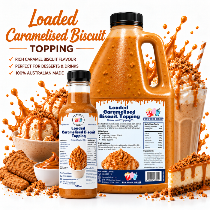 Caramelised Biscuit Inspired Premium Milkshake Syrup & Dessert Topping for Thickshakes, Sundaes & Drinks