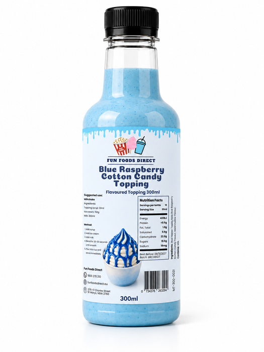 Blue Raspberry Cotton Candy Premium Milkshake Syrup & Dessert Topping for Thickshakes, Sundaes & Drinks (Copy)