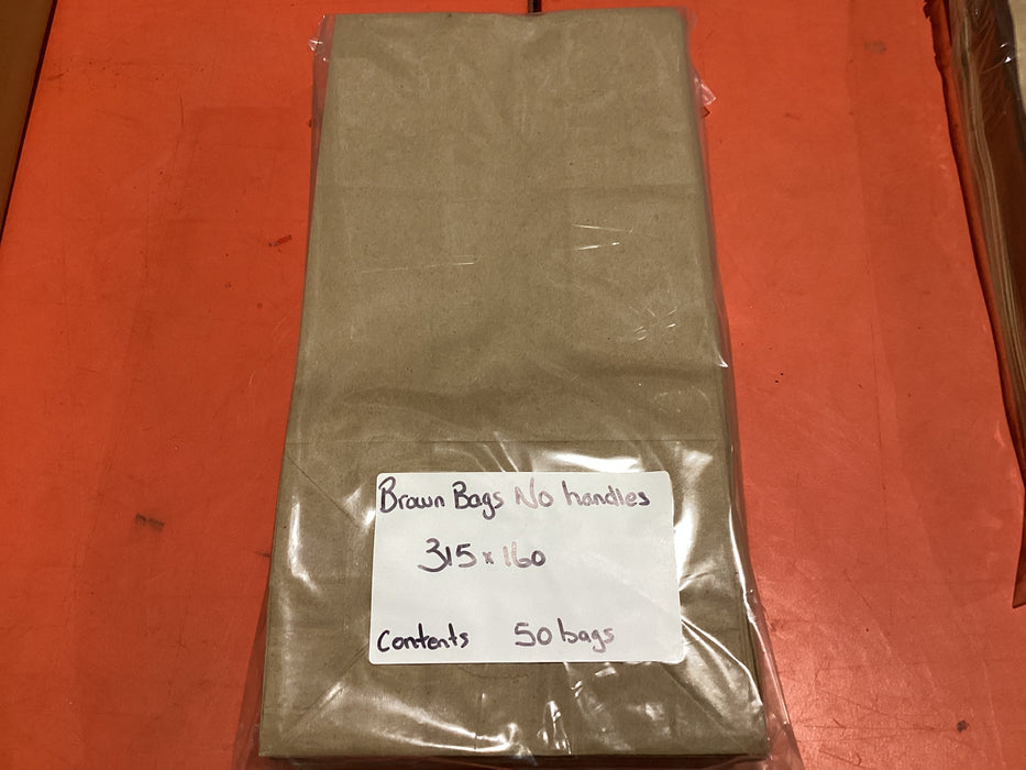 BROWN BAGS; NO HANDLES; ( CONTENTS 50 PER PKT;  315x160:)