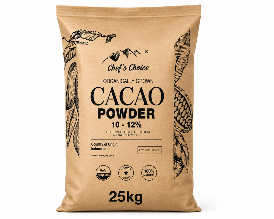 Chef's Choice Organically Grown 10–12% Cacao Powder – 25kg
