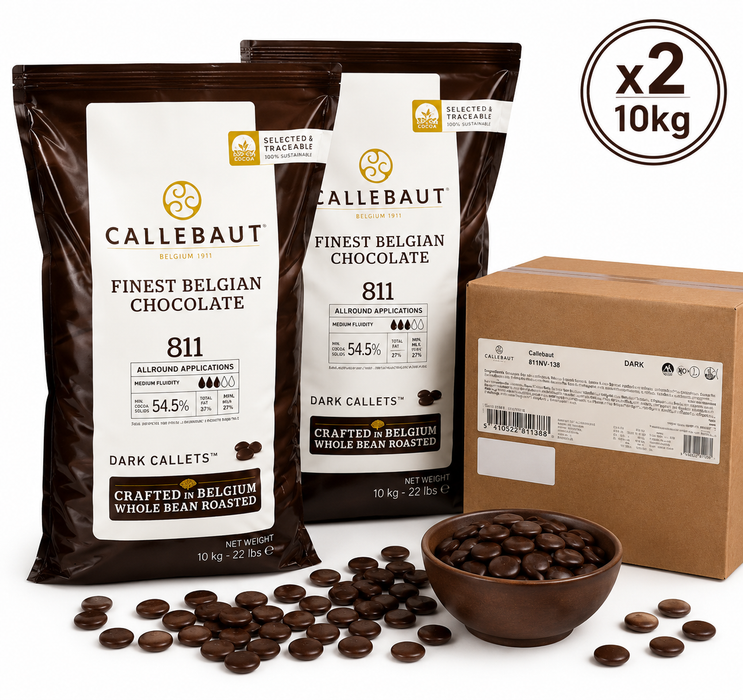 Callebaut 811 54.5% Couverture Dark Chocolate Melts – 10kg x 2 (BULK)