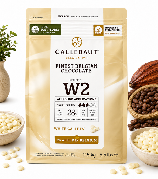 Callebaut W2 28% White Couverture Chocolate – 2.5kg