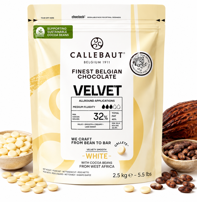 Callebaut Velvet 32% White Couverture Chocolate – 2.5kg