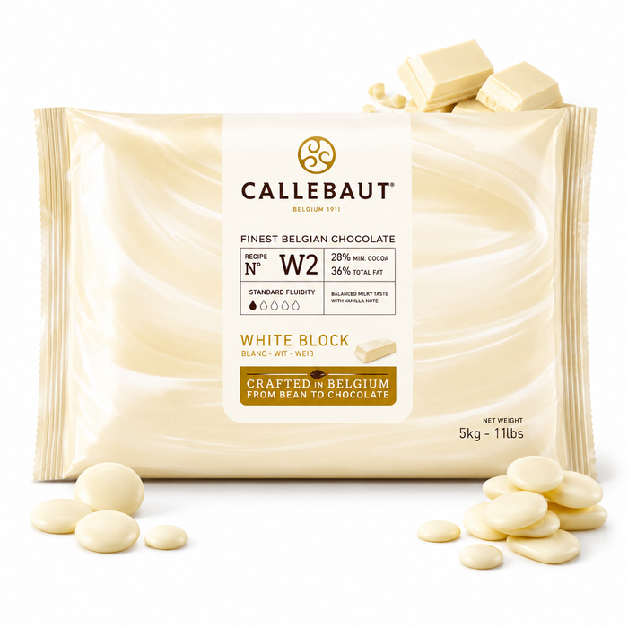 Callebaut W2 28% Couverture White Chocolate Block – 5kg