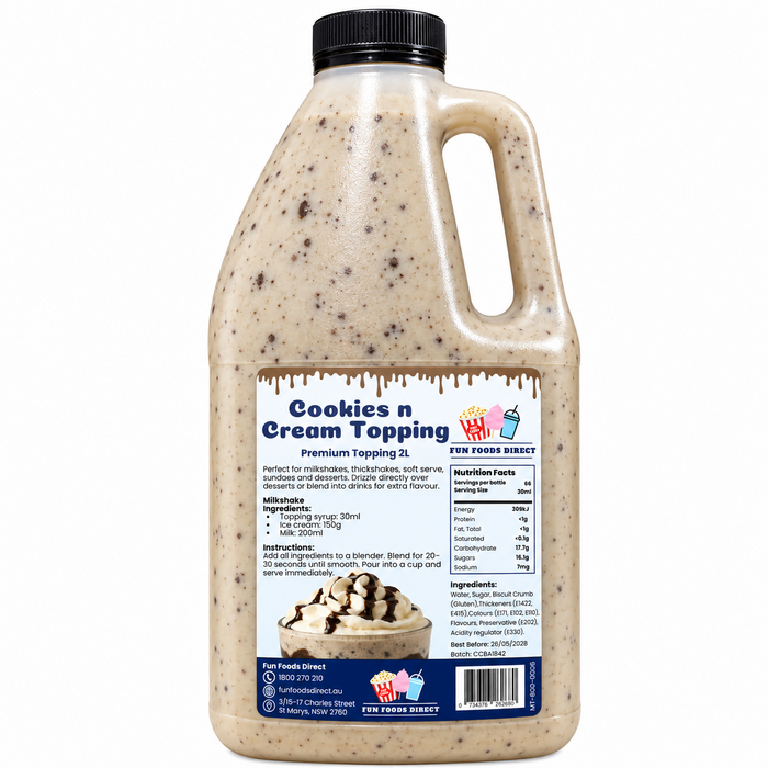 Cookies n Cream Dessert Topping for Thickshakes, Sundaes & Drinks