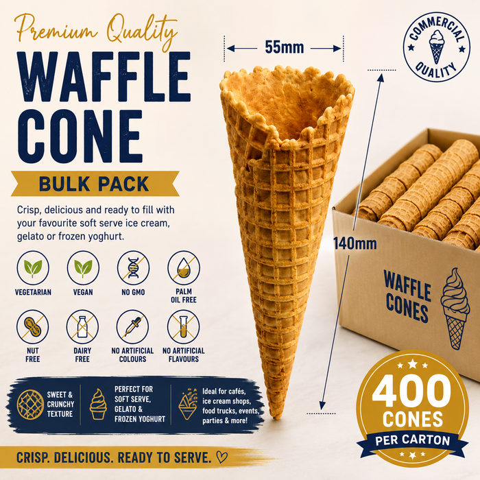 Soft Serve Ice Cream Waffle Cones – Bulk Pack (312 Cones)