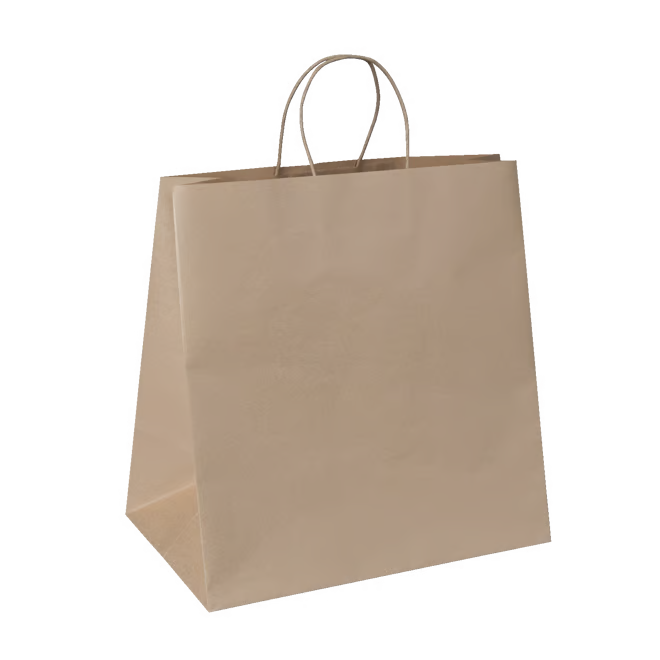 Jumbo Brown Kraft Paper Takeaway Bags with Twist Handles (150/Carton)
