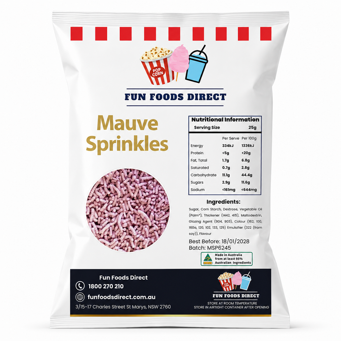 Mauve Topping Jimmies Sprinkles 1KG