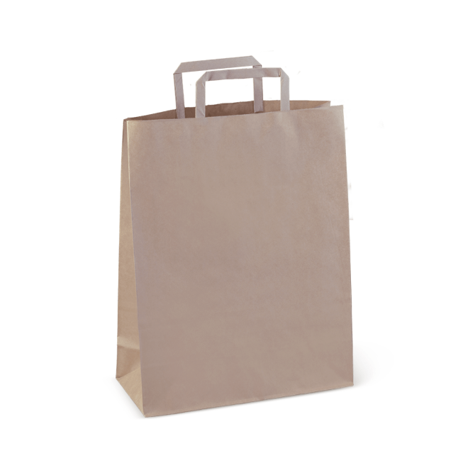 Flat Handle Takeaway Bags Brown 300 x 240 x 100mm | Carton of 250
