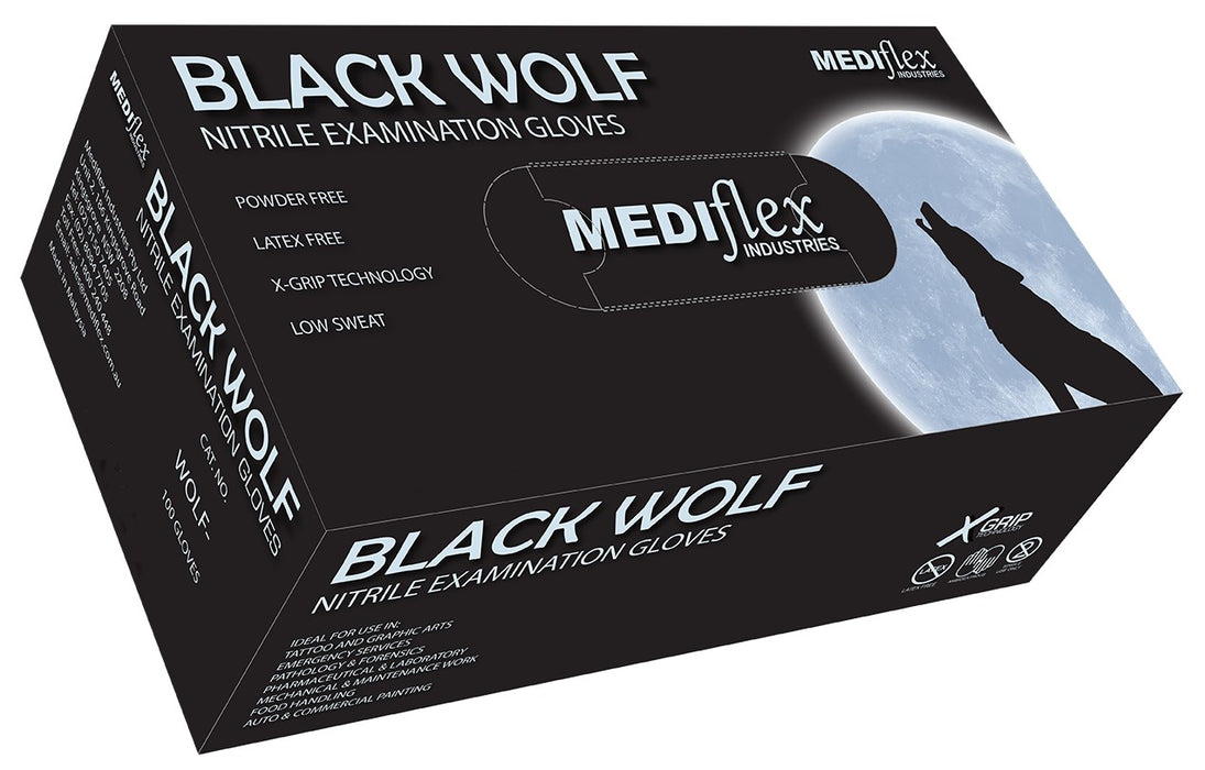 Nitrile Black Gloves Powder Free Large 100's