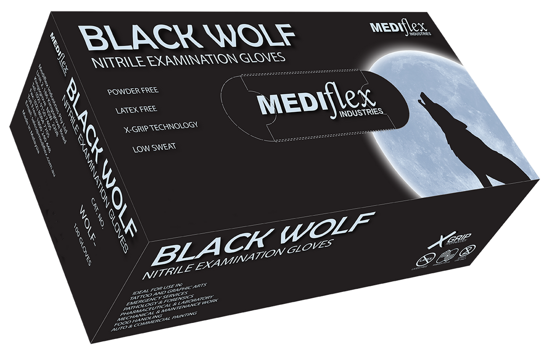 Nitrile Black Gloves Powder Free Medium 100's