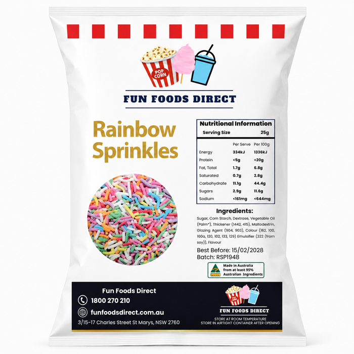 Rainbow Topping Jimmies Sprinkles 1KG