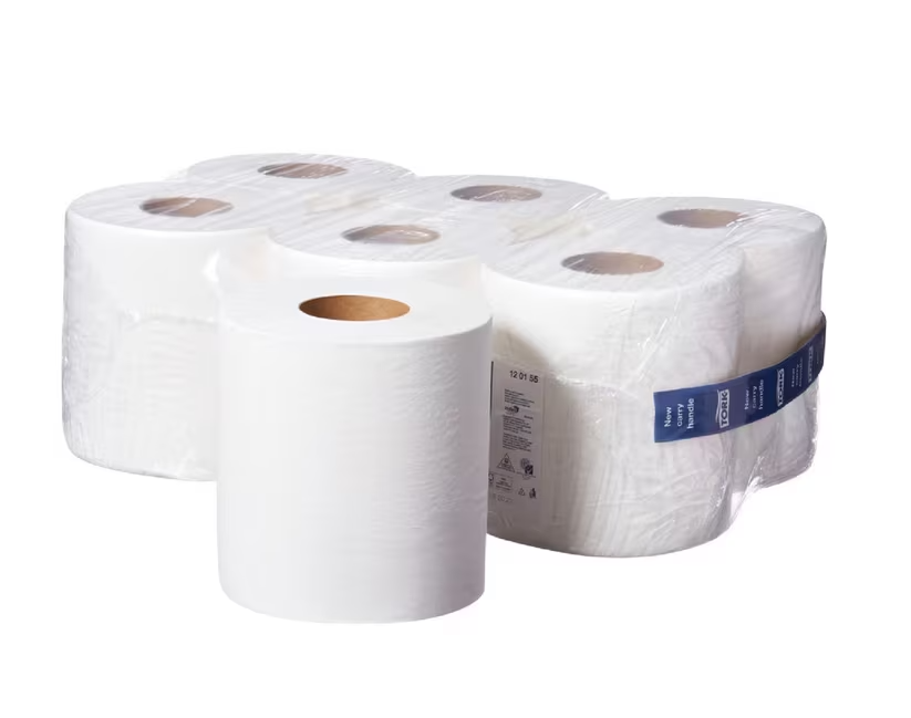 Tork Basic Paper Centrefeed Roll White 1 Ply 300m 6 Pack