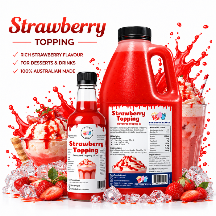 Strawberry Dessert Topping for Thickshakes, Sundaes & Drinks