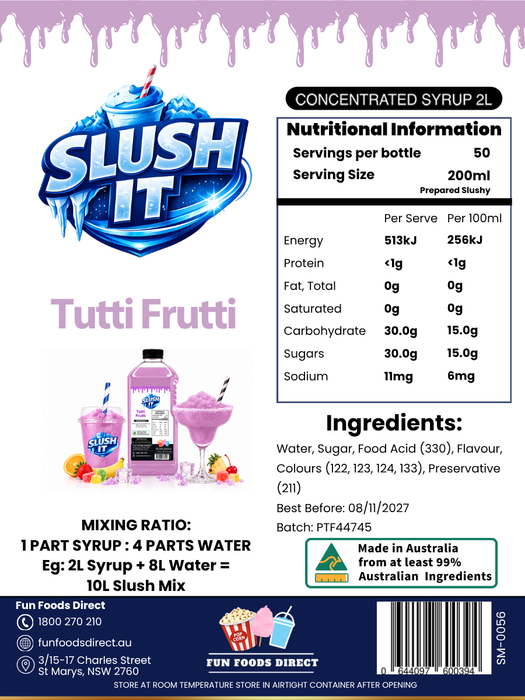 Slush It Tutti Fruitti Ice Rush / Slushie Mix Bottles