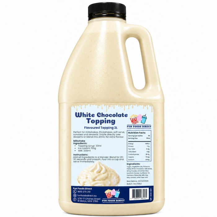 White Chocolate Premium Milkshake Syrup & Dessert Topping for Thickshakes, Sundaes & Drinks