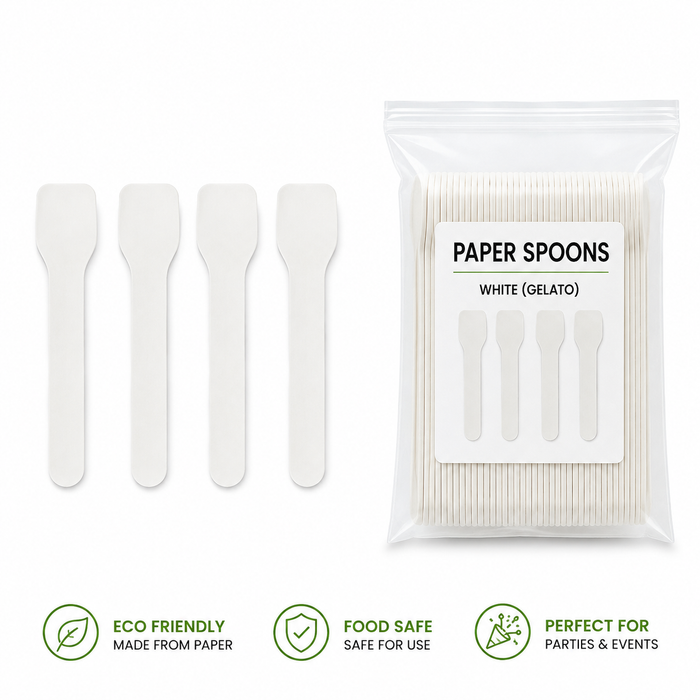 White Gelato Paper Spoons