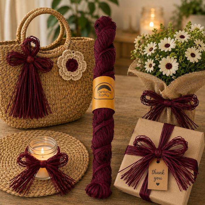Burgundy Raffia Hank 250g