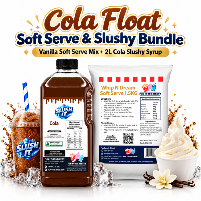 Cola Float Soft Serve & Slushy Bundle | Vanilla Soft Serve Mix + 2L Cola Slushy Syrup