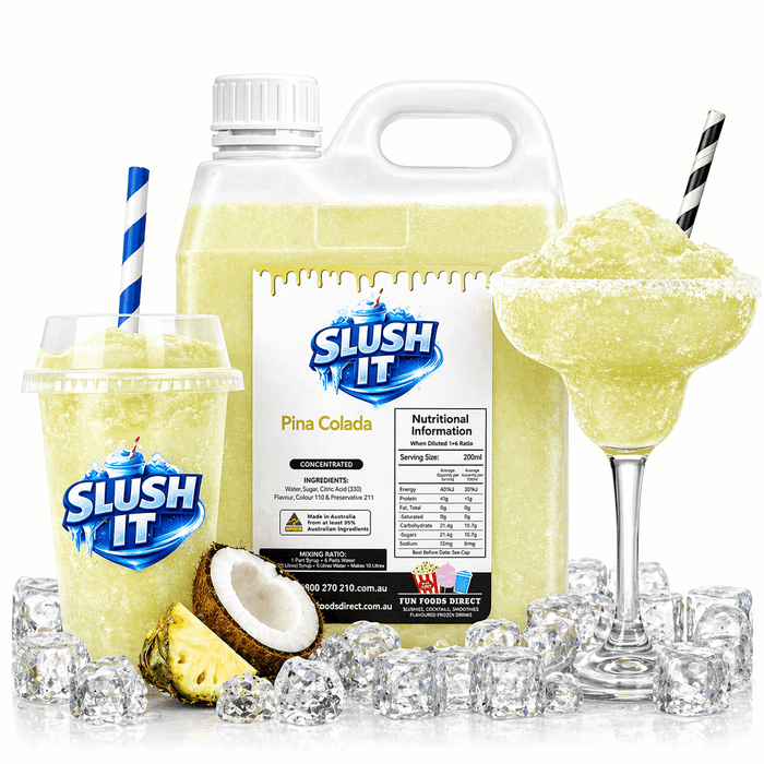 Adults Slushy Bundle Pack - Fruit Tingle, Piña Colada, and Margarita with Pina Colada slushy drinks and ingredients