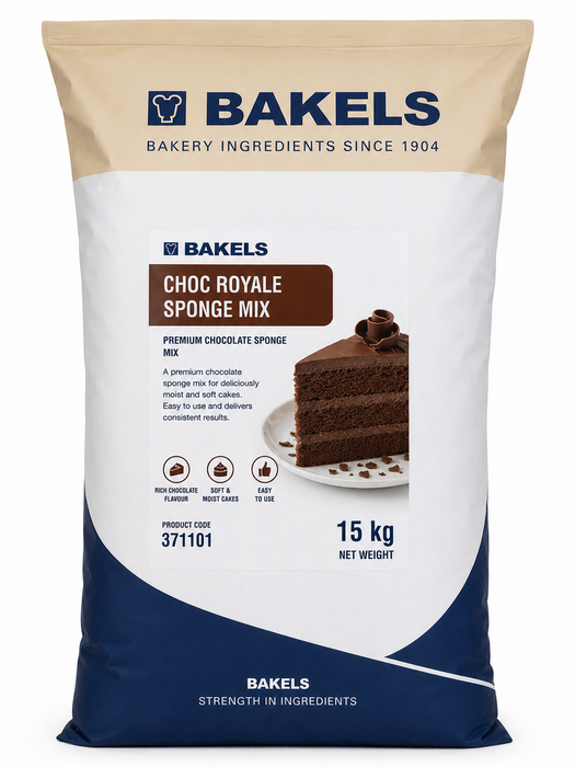 Bakels Choc Royale Sponge Mix 15KG Bag – Premium Chocolate Sponge Cake Mix for Soft &amp; Moist Cakes