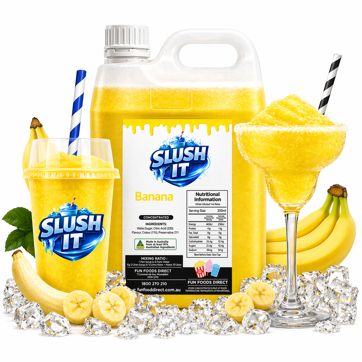 Banana Slush / Slushie Mix Bottles - Refreshing Taste — Fast Direct ...