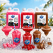 Slushy bundle flavors featuring Pink Bubblegum, Red Raspberry, and Cola syrups with refreshing icy drinks.