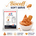 Biscoff soft serve mix in a bowl topped with creamy Biscoff soft serve, capturing the rich flavor of Biscoff.