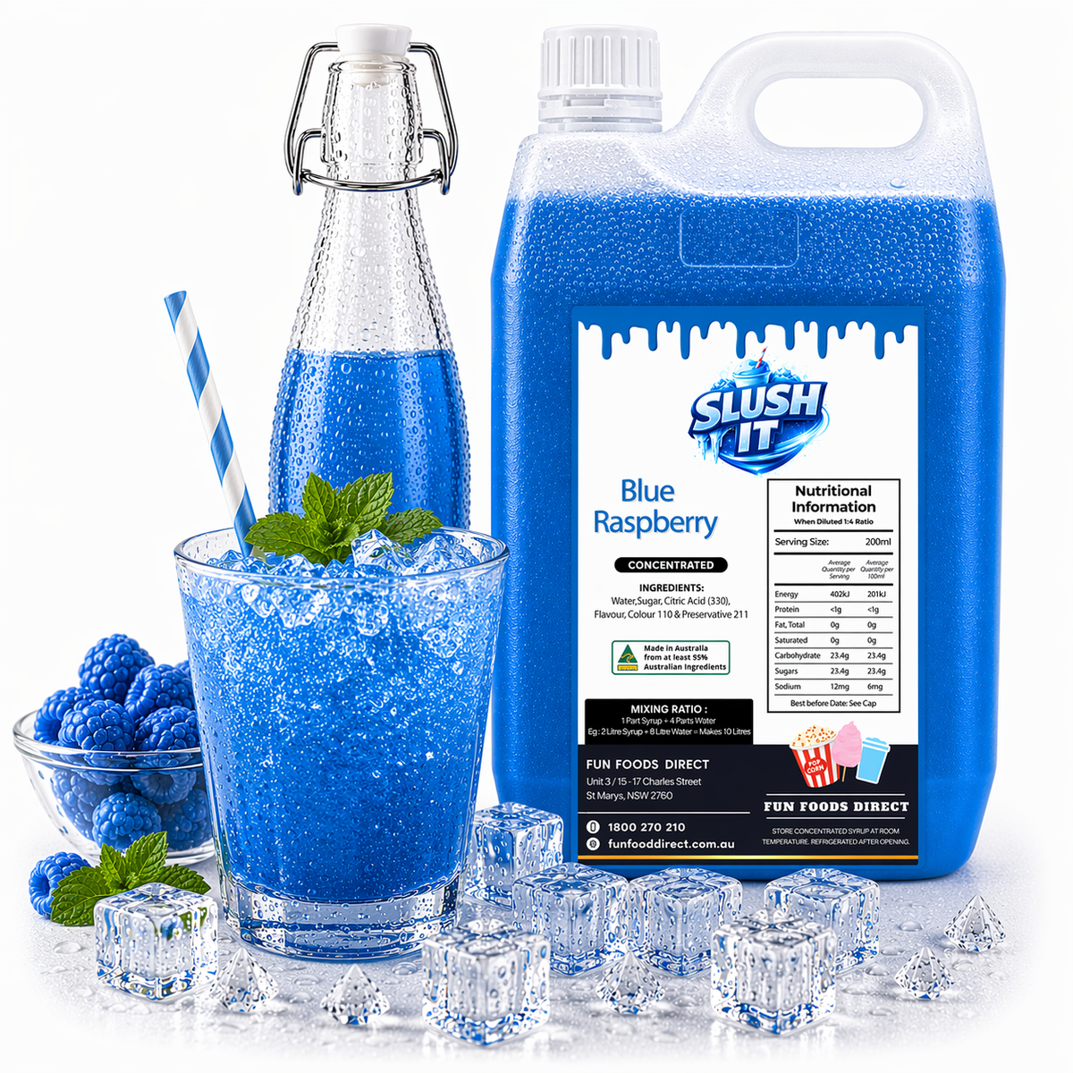 Blue Raspberry Cordial Mixes 2L - Premium Flavour from Sydney — Fast ...