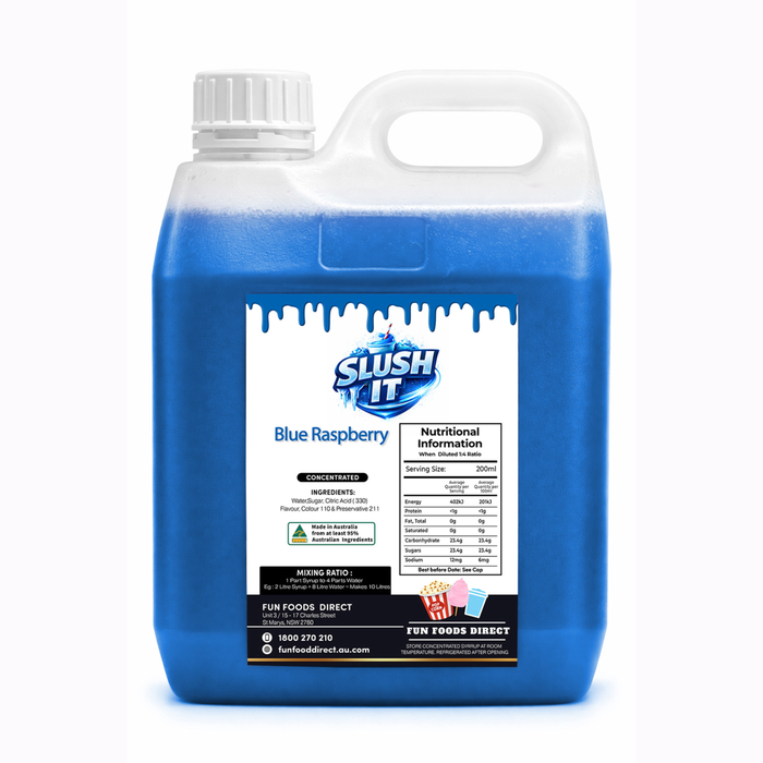 Blue Raspberry Sno Cone Flavour Bottle 2L – bold and tangy blue raspberry sno cone flavor syrup for refreshing treats.