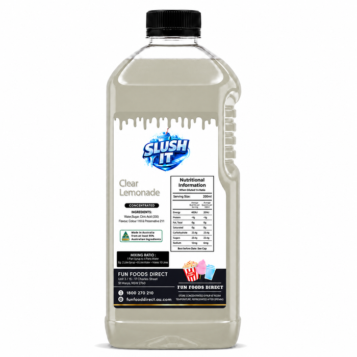 Traditional Clear Lemonade Slush / Slushie Mix Bottles