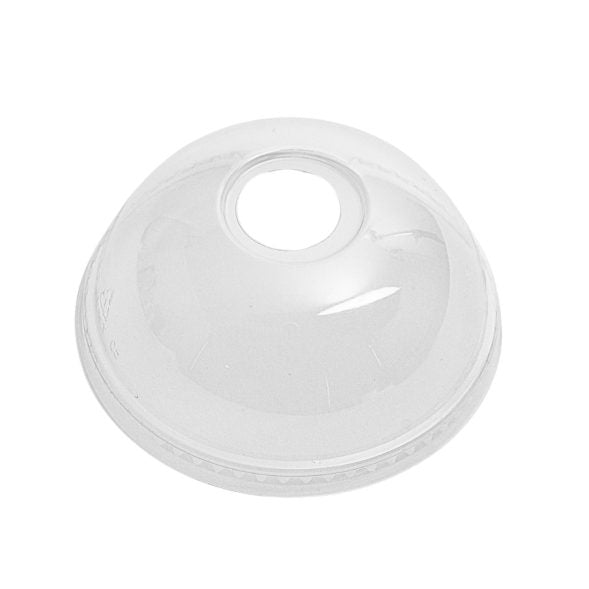 Clear RPET Dome Lid with Hole (Fits Paper Cups – Hot/Cold) 50pk