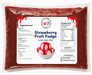 Strawberry Fruit Fudge packaging with dessert suggestions and nutritional information, perfect for sundaes.
