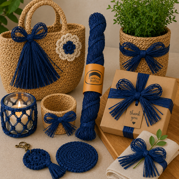 Blue Raffia Hank 250g