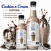 Cookies n Cream dessert topping bottles with rich cookies & cream flavor for desserts & drinks.