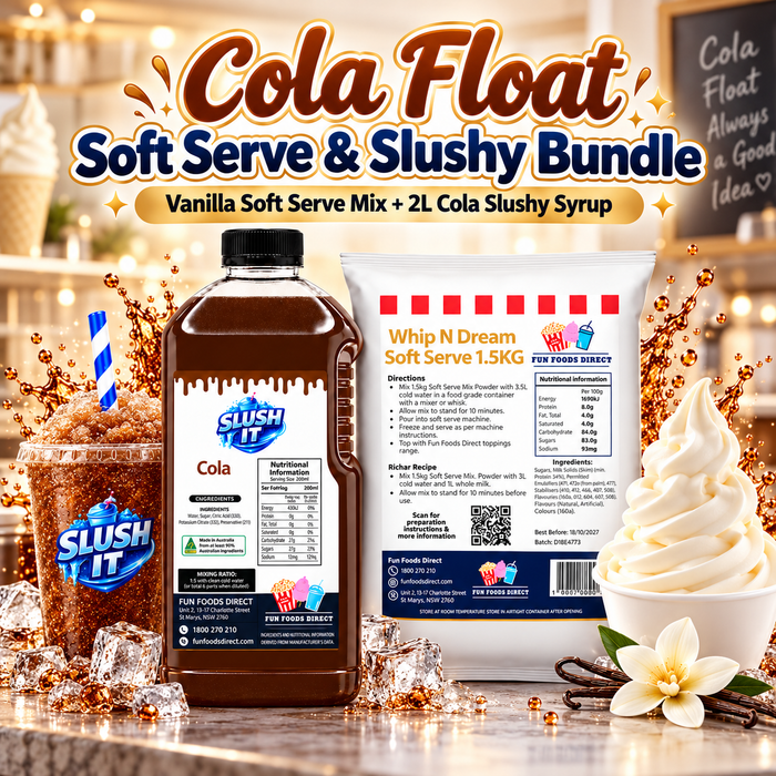 Cola Float Soft Serve & Slushy Bundle | Vanilla Soft Serve Mix + 2L Cola Slushy Syrup