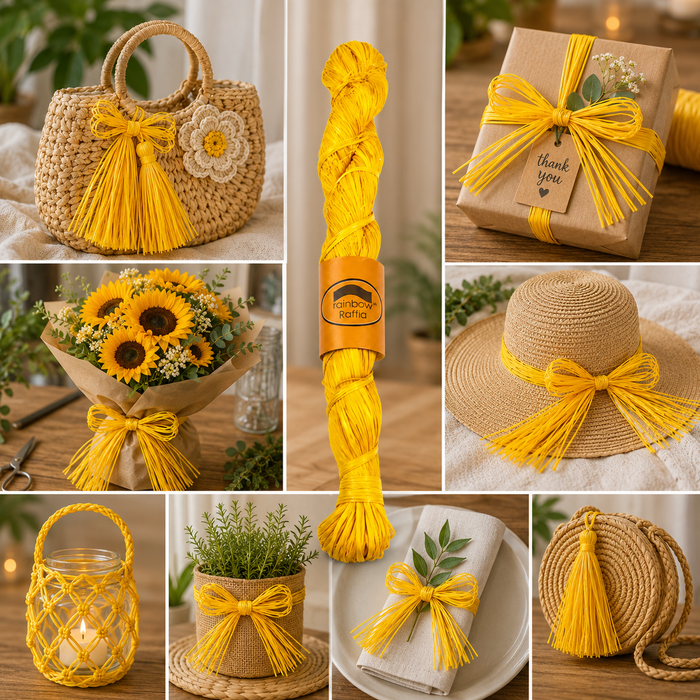 Yellow Raffia Hank 250g