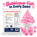 Bubblegum Soft Serve Mix 1kg pouch with pink soft serve, pink sweets and powder on a white background