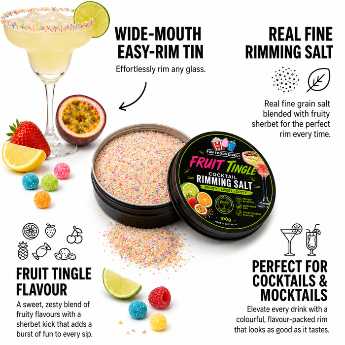 Fruit Tingle Cocktail Rimming Salt 100g | Sweet, Fizzy & Fruity Cocktail Garnish