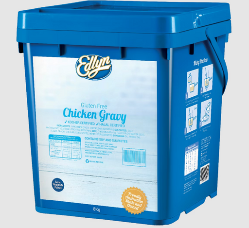 Edlyn gluten free chicken gravy 8kg blue catering tub for professional kitchens and bulk gluten free gravy preparation