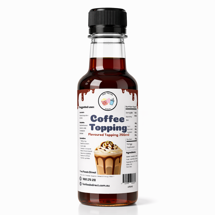 High Quality Coffee Milkshake Toppings in a 250ml bottle for desserts and ice cream.