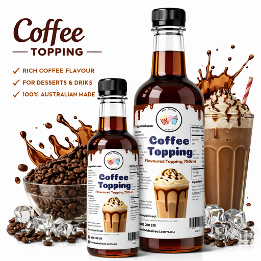 High Quality Coffee Milkshake Toppings in stylish bottles with rich coffee flavour for desserts and drinks.