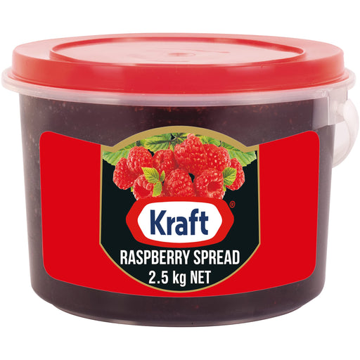Kraft raspberry plum jam 2.5kg plastic tub of raspberry spread for cafes, bakeries and bulk breakfast service