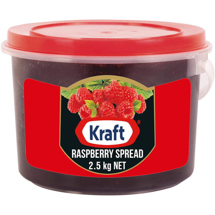 Kraft raspberry plum jam 2.5kg plastic tub of raspberry spread for cafes, bakeries and bulk breakfast service