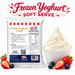 Luxury Frozen Yoghurt 1.5kg pouch with frozen yoghurt, strawberries and blueberries on a white background