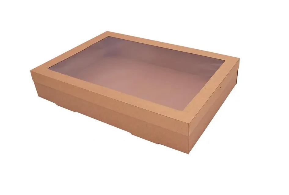 Large Kraft Catering Lid with Window