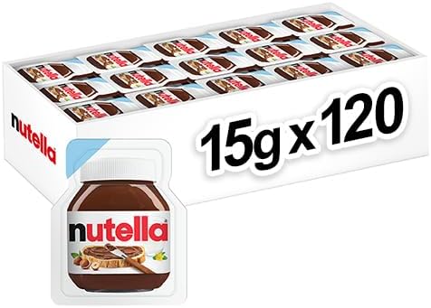 Nutella single serve packets 15g portions, 120 pack display box of mini Nutella trays for cafés, hotels, catering and takeaway
